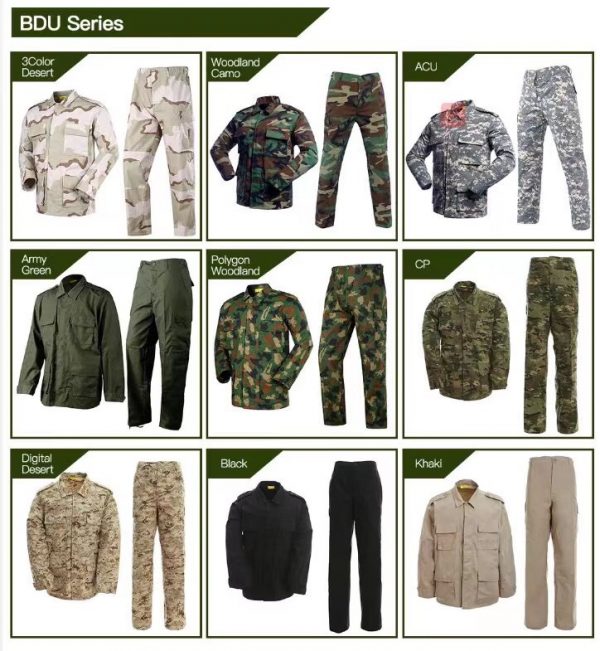 BDU Uniform Color Options