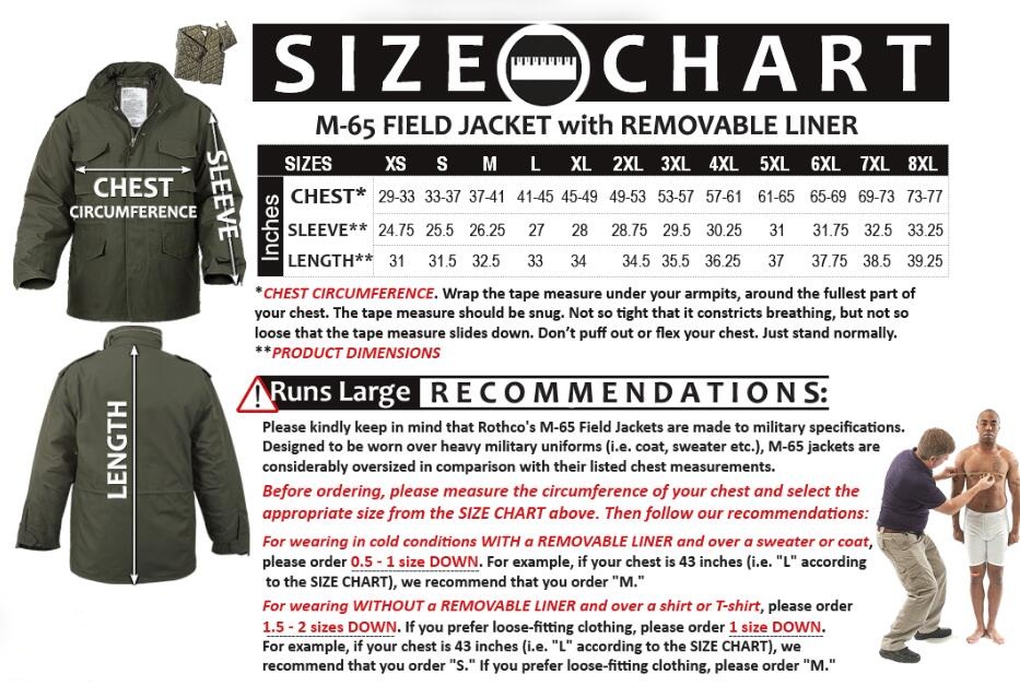 M65 JACKET SIZE